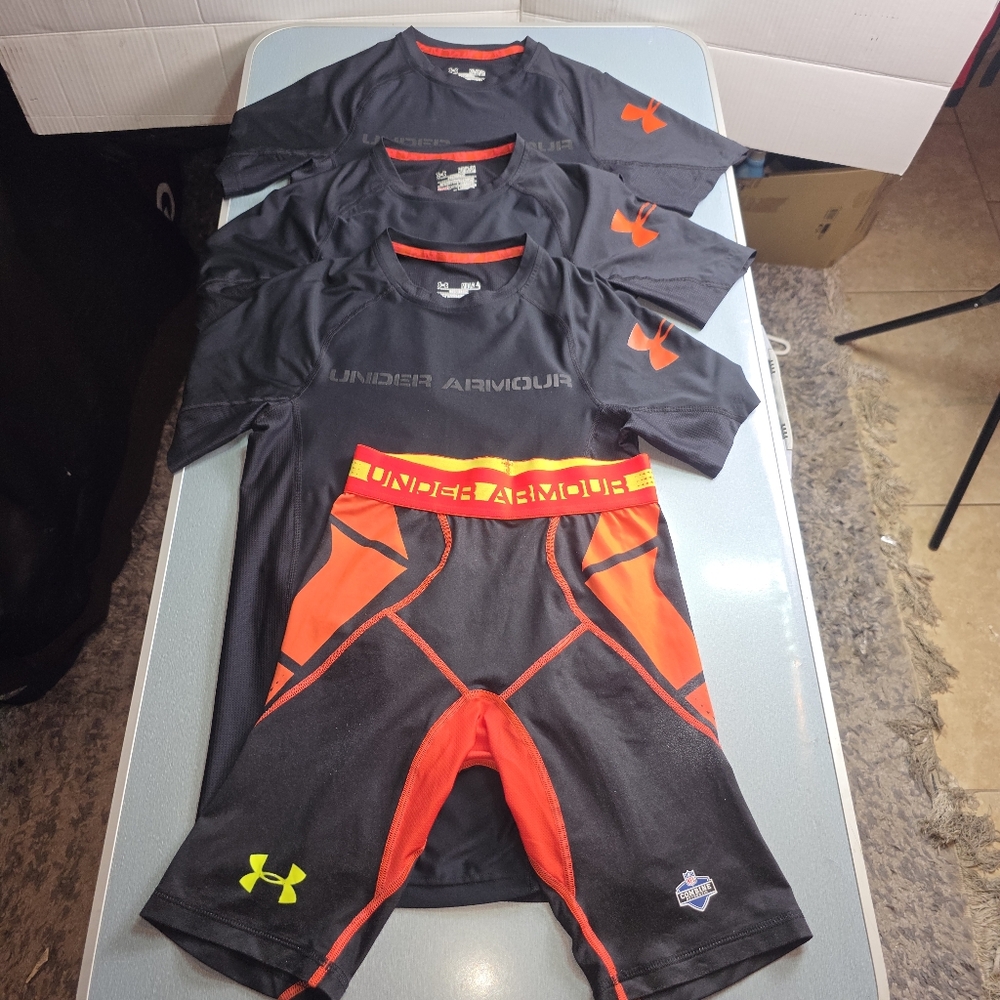 Under Armour HeatGear Compression Lot Men’s Medium 3 Shirts 1 Shorts